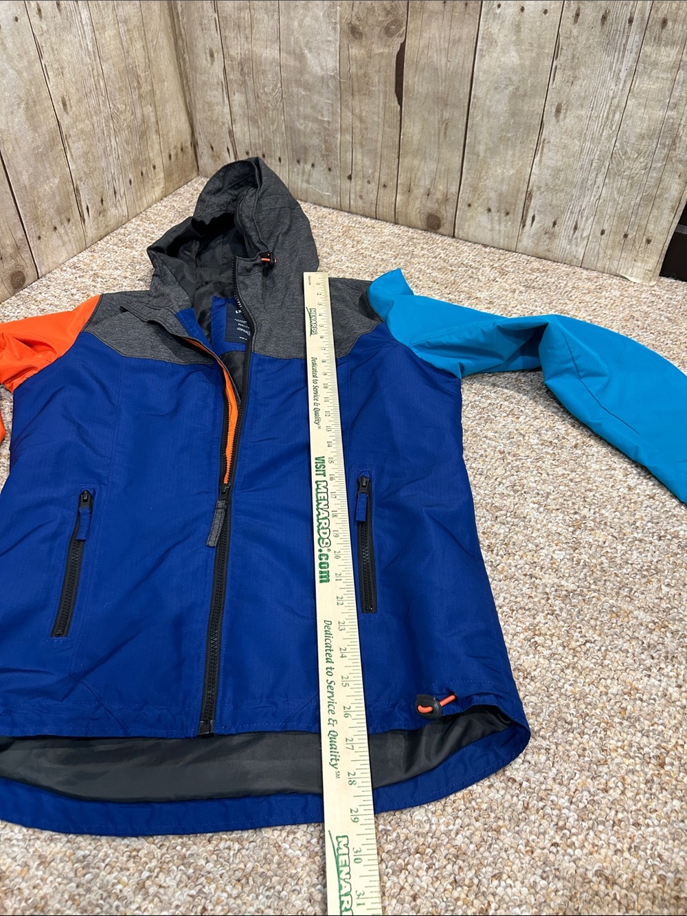 American Eagle Outfitters Colorblock Hooded Windbreaker Blue/Orange/Turquoise Sm - Picture 6 of 11